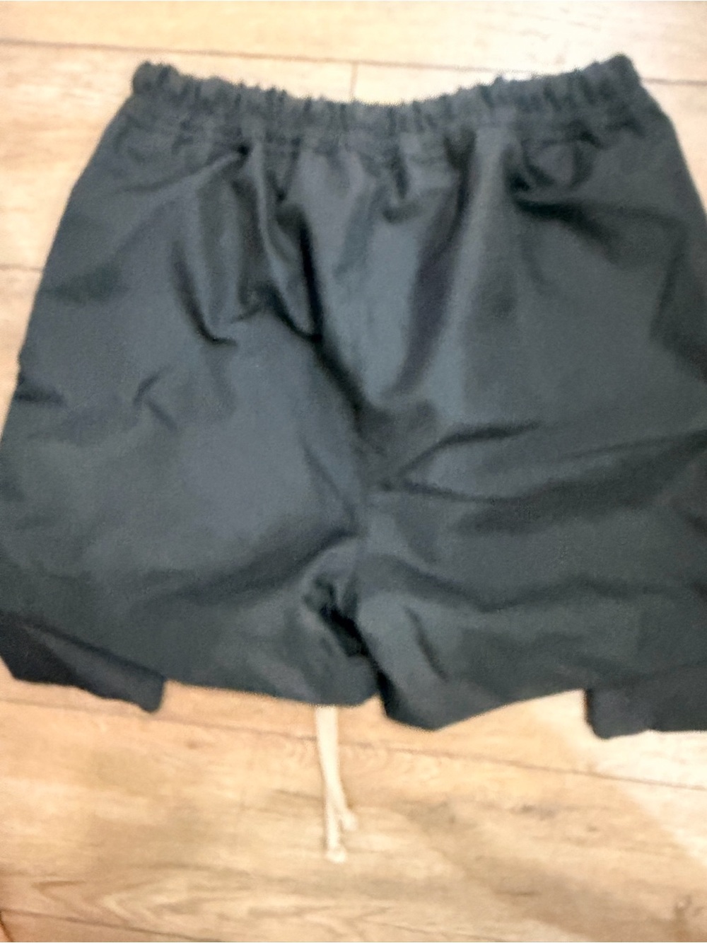 MNML Men's Front Pocket Geo Black Drawstring Cargo Shorts 0484 - Picture 3 of 6